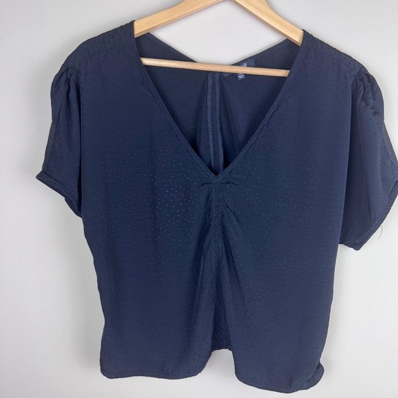 Madewell Puff-Sleeve Top in Floral Jacquard Black Size 14 - Picture 2 of 8